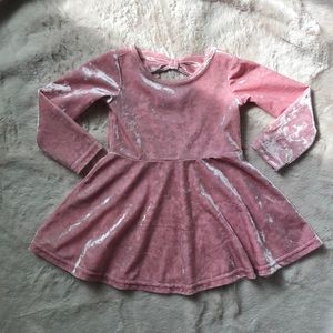 Crushed velvet pink skater dress